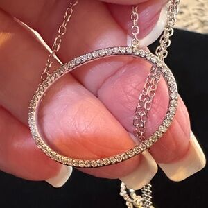 Effy Oval Diamond 14kt gold pendant.